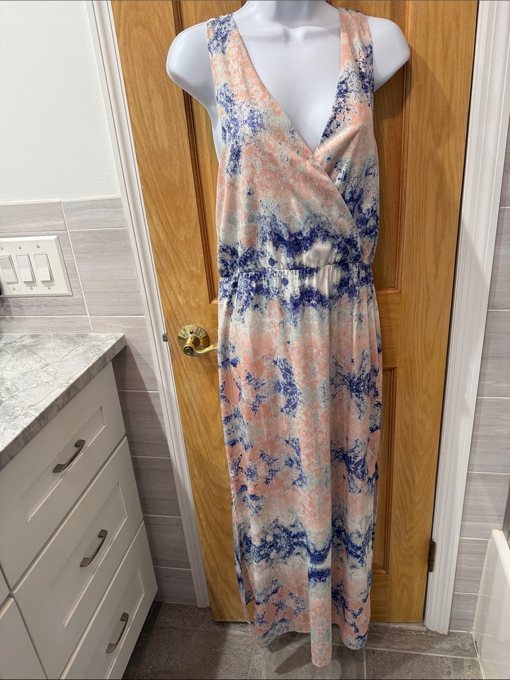 W118 by Walter Baker Peach and Navy Tie-Dye Maxi Dress